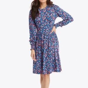 Draper James Kitty Knit Shift Dress Whispy Floral Long Sleeve Stretch Small